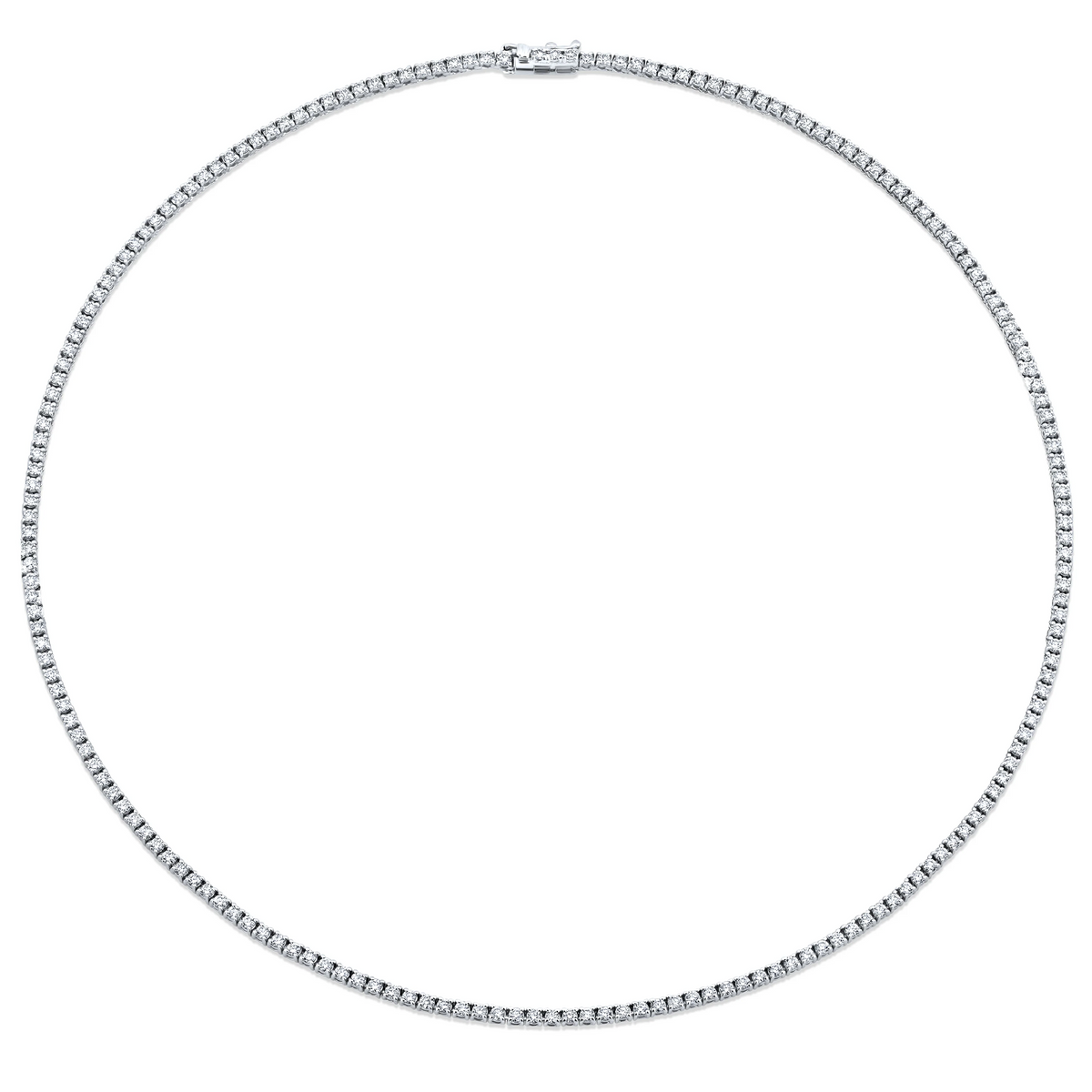 10 Carat Four Prong Lab Grown Round Diamond Tennis Necklace