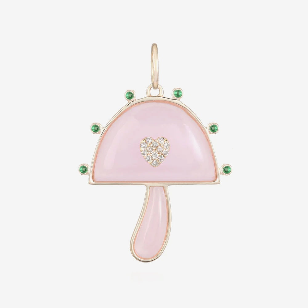 Rose Quartz Mushroom Charm