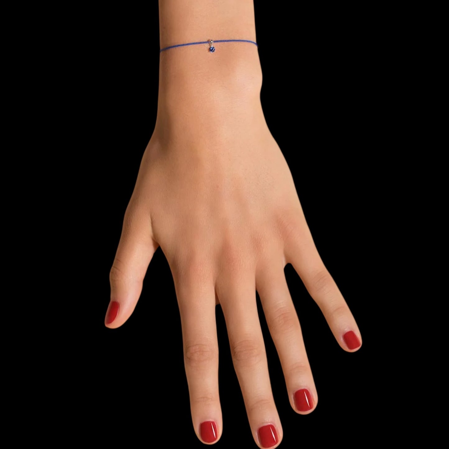 18K Gold Floating Blue Sapphire Cord Bracelet
