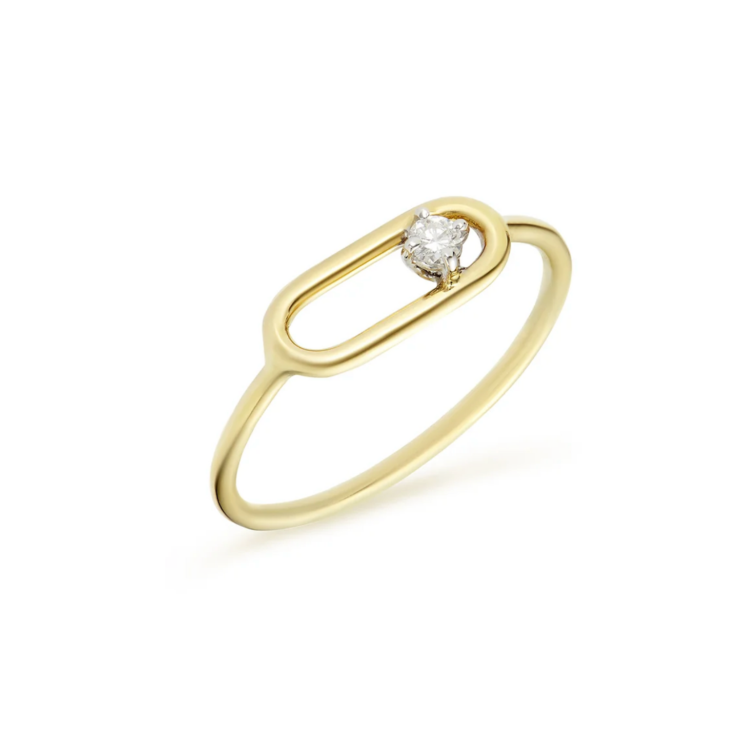 18K Yellow Gold Tony Single Link Diamond Ring