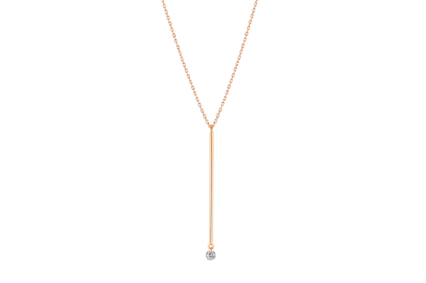18K Rose Gold Floating Diamond Bar Lariat