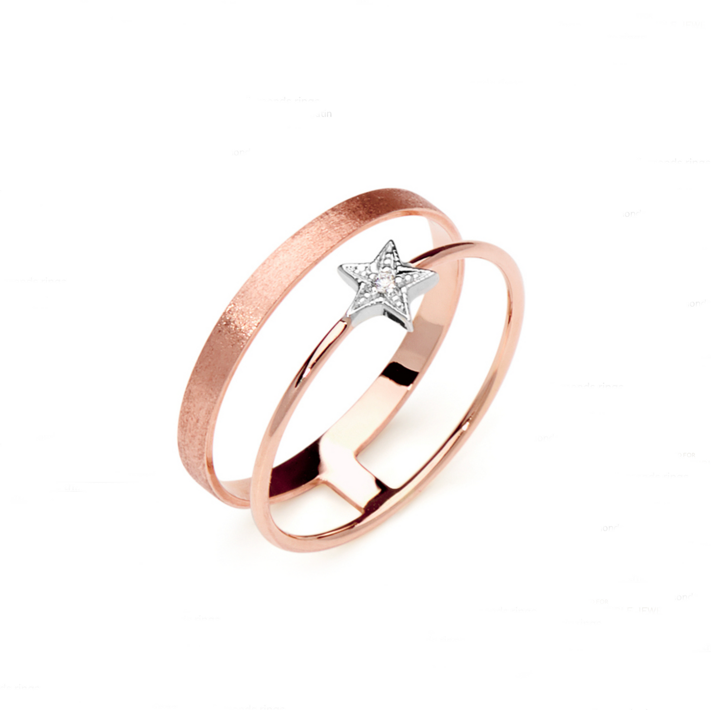 18K Rose Gold Satin Finish Etoile Diamond Ring
