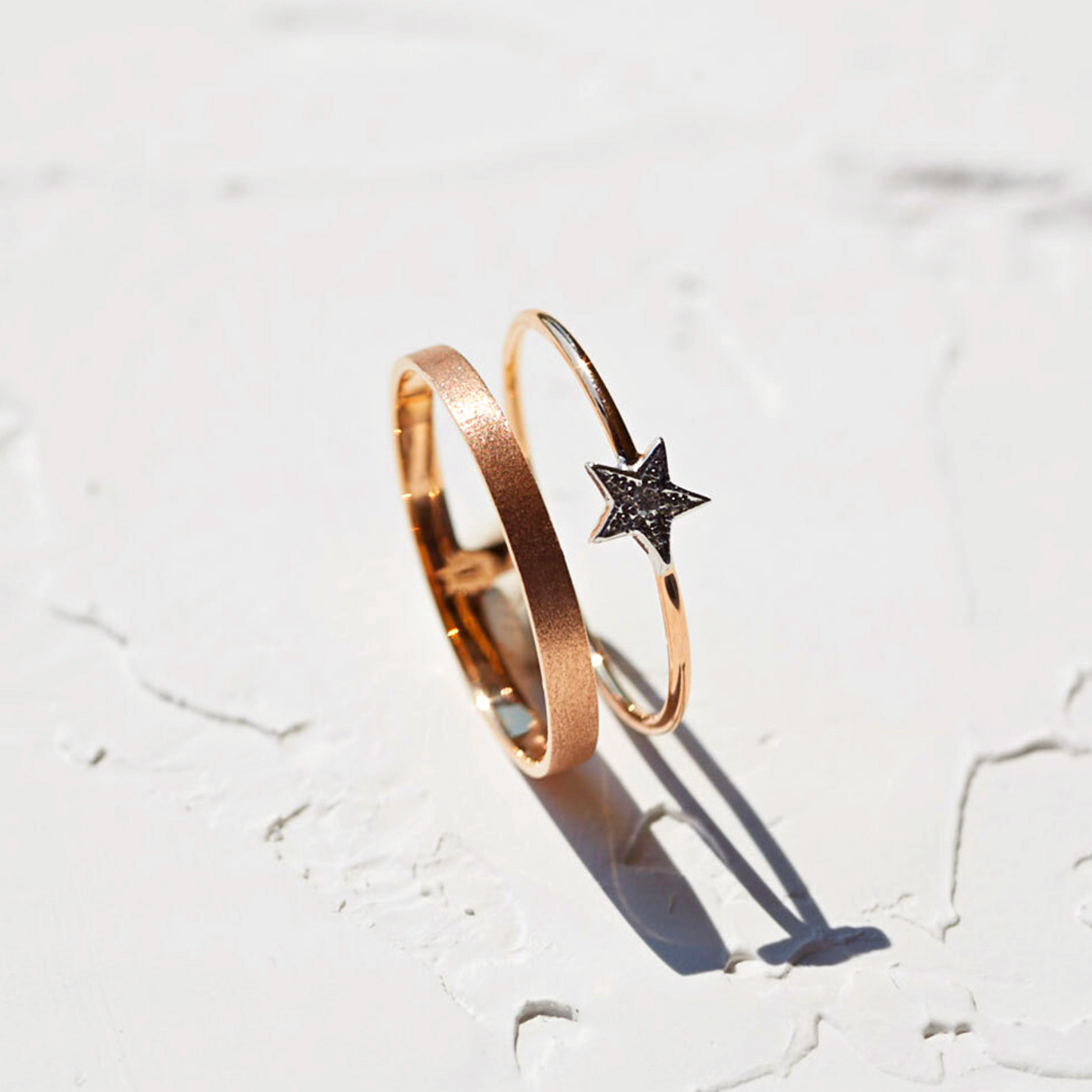 18K Rose Gold Satin Finish Etoile Diamond Ring