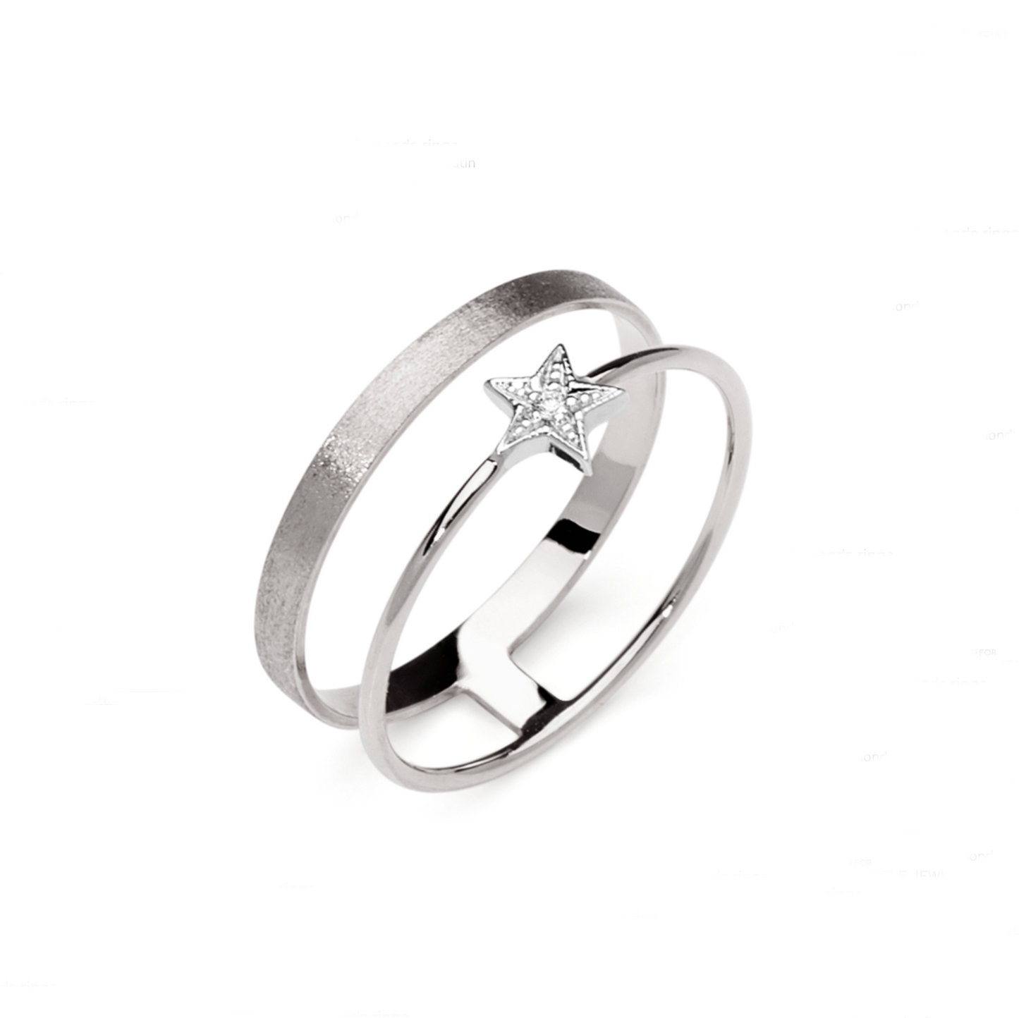 18K White Satin Finish Gold Etoile Diamond Ring