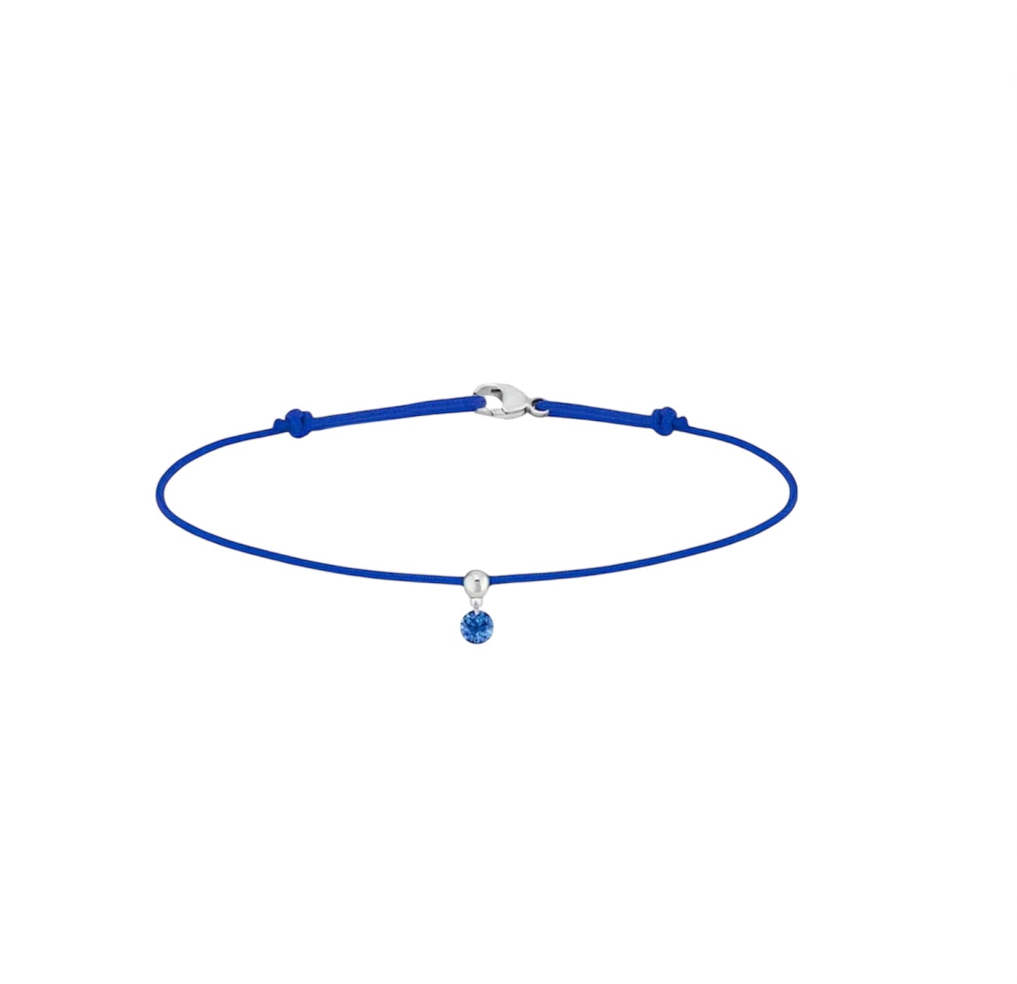 18K Gold Floating Blue Sapphire Cord Bracelet