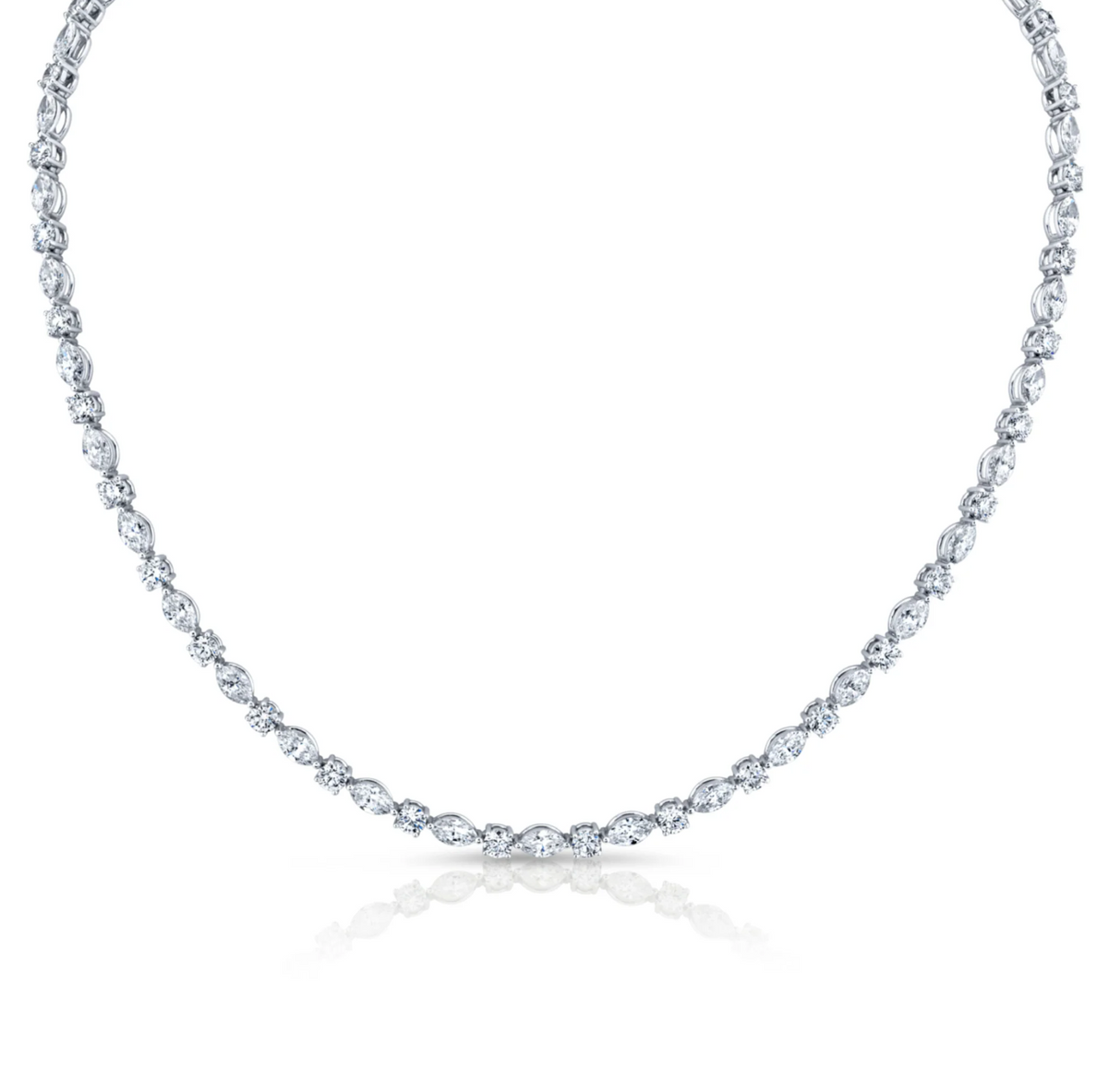 Alternating Round & Marquise Lab Diamond Tennis Necklace