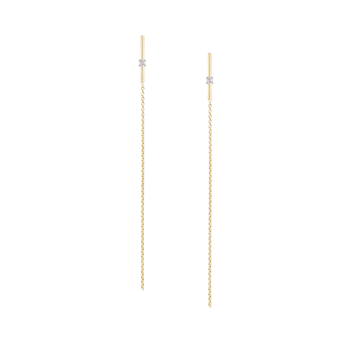 Line Diamond Threader Earrings