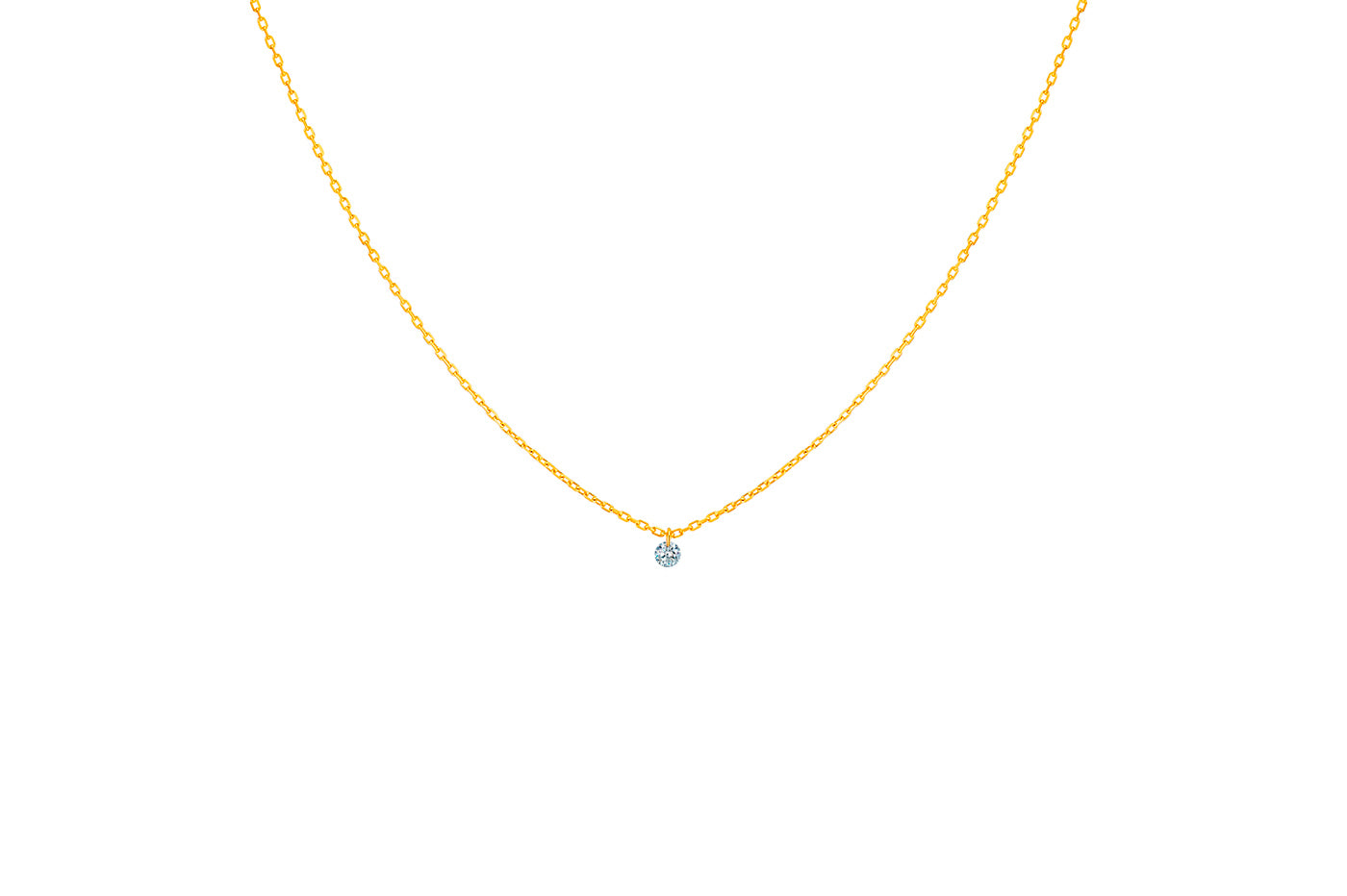 Tiny Round Floating Diamond Necklace
