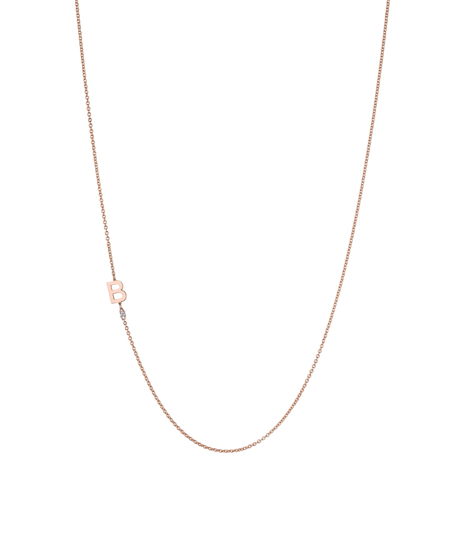 18K Rose Gold Initial and Diamond Necklace