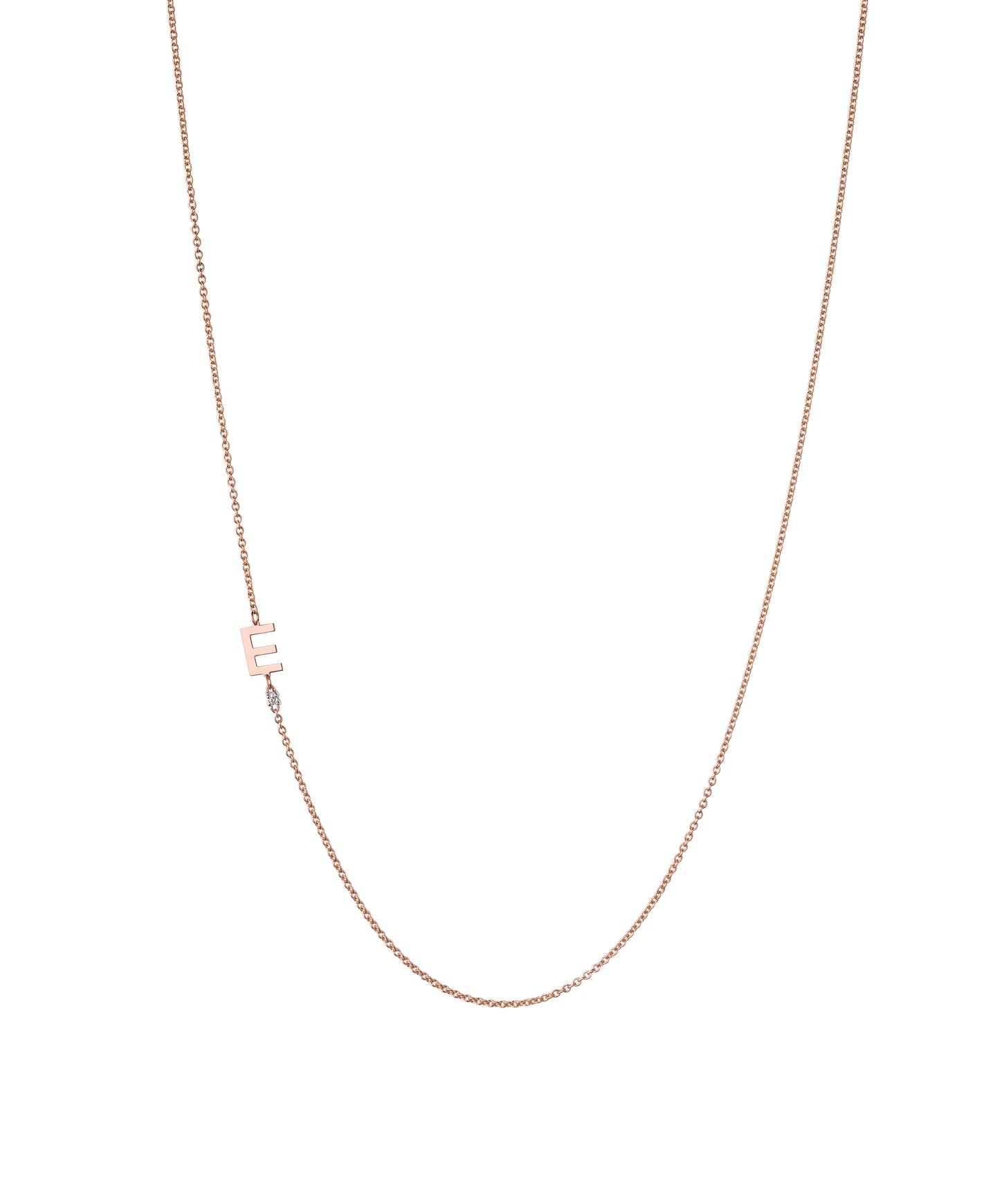 18K Rose Gold Initial and Diamond Necklace