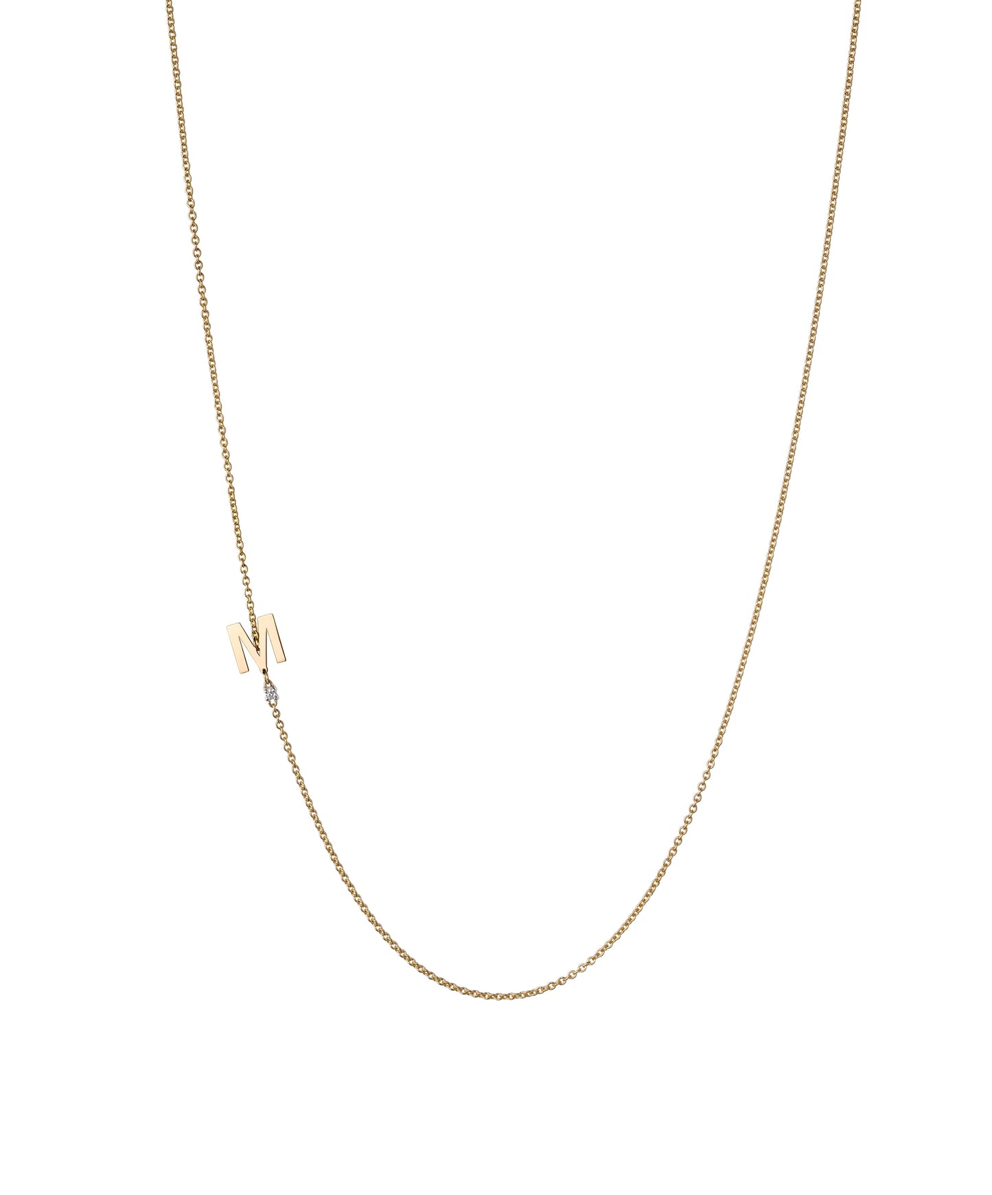 18K Yellow Gold Initial and Diamond Necklace