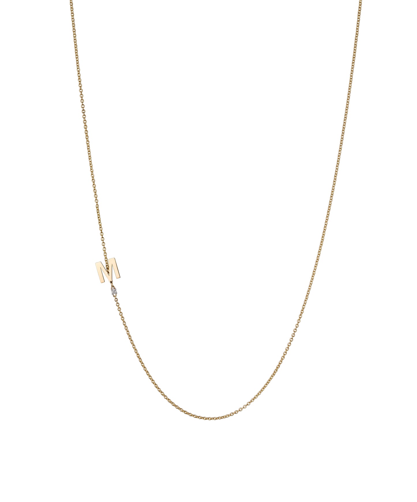 Yellow Gold Initial and Diamond Necklace