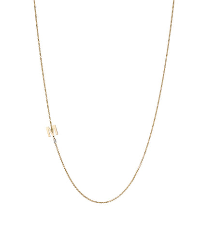 Yellow Gold Initial and Diamond Necklace