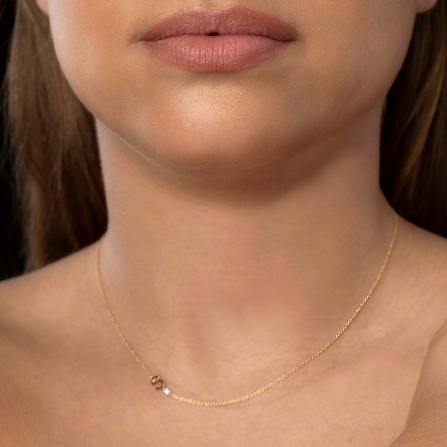 18K Rose Gold Initial and Diamond Necklace
