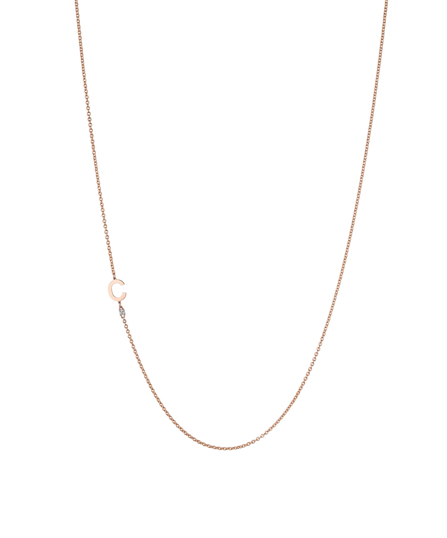 18K Rose Gold Initial and Diamond Necklace