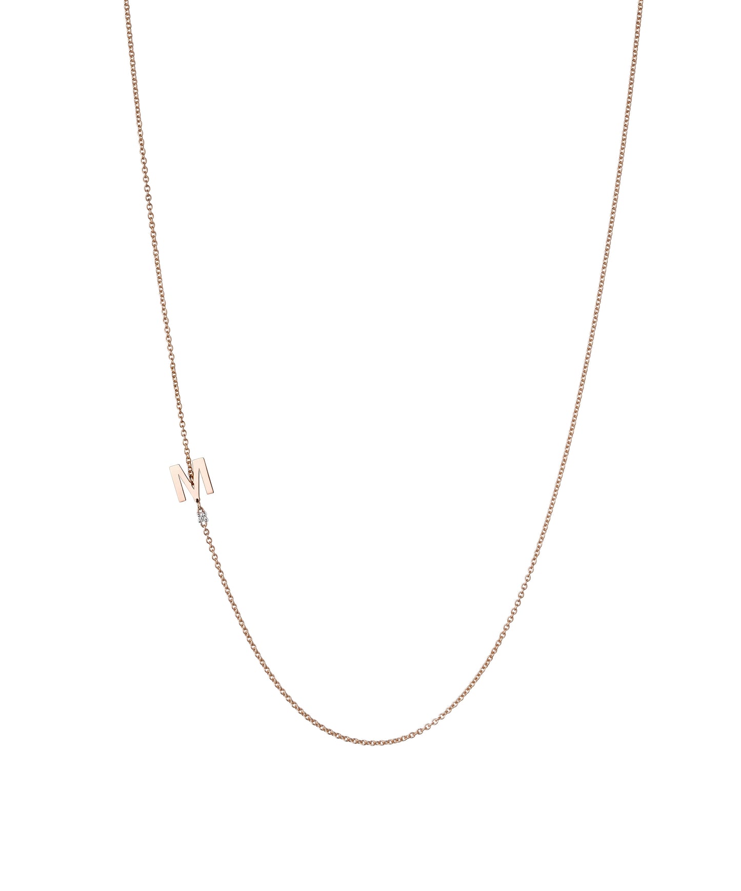 18K Rose Gold Initial and Diamond Necklace