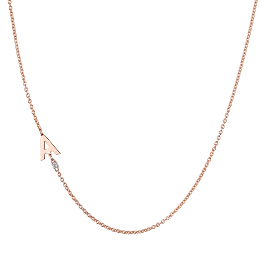 Rose Gold Initial and Diamond Necklace (Copy)