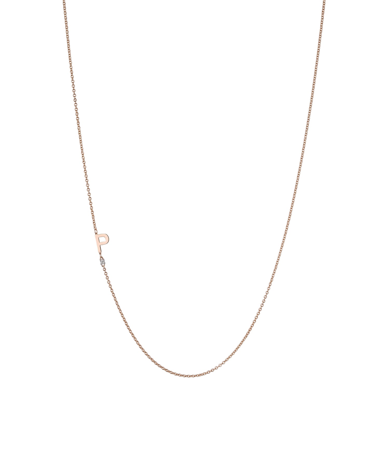 18K Rose Gold Initial and Diamond Necklace