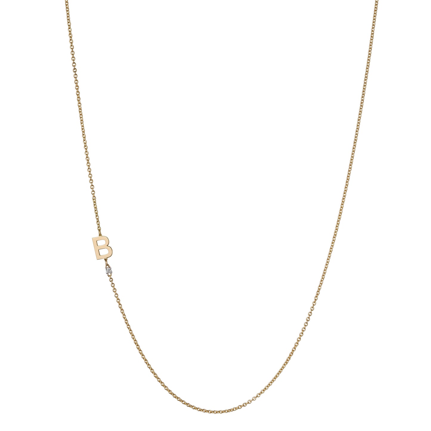 18K Yellow Gold Initial and Diamond Necklace