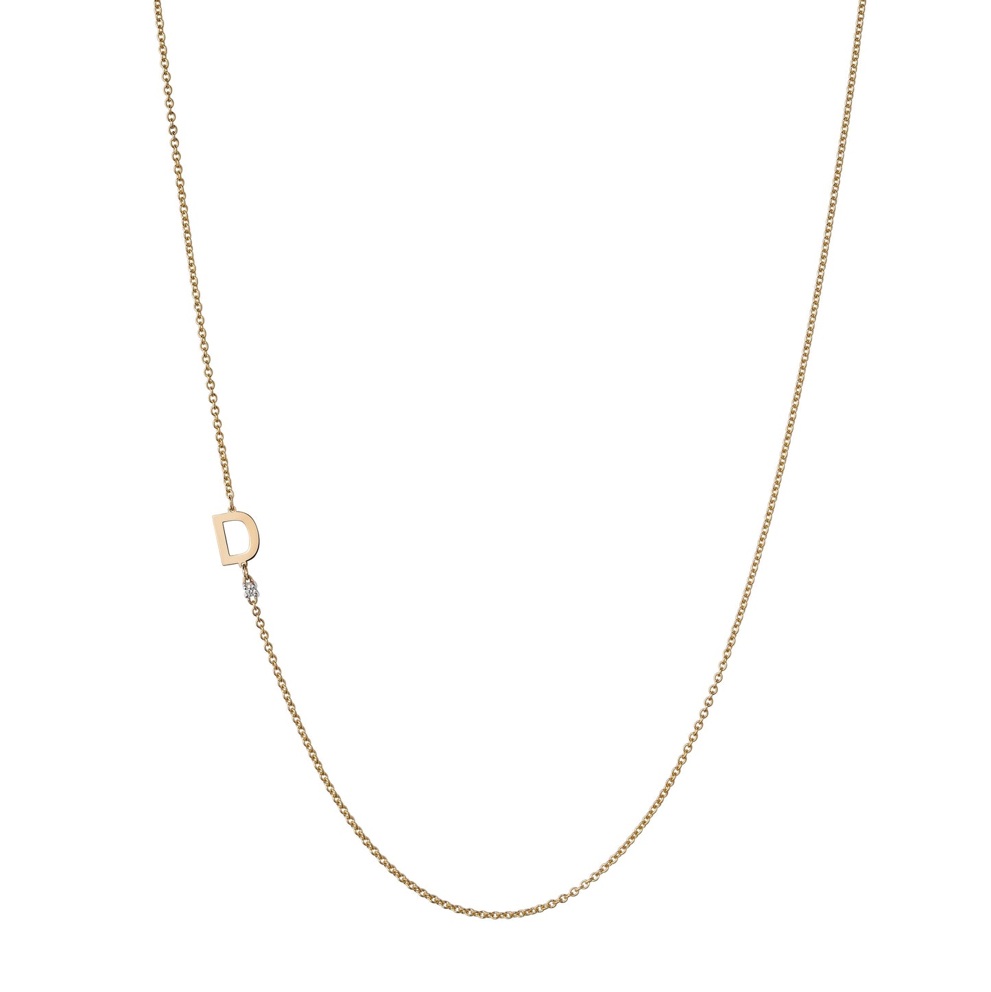 Yellow Gold Initial and Diamond Necklace