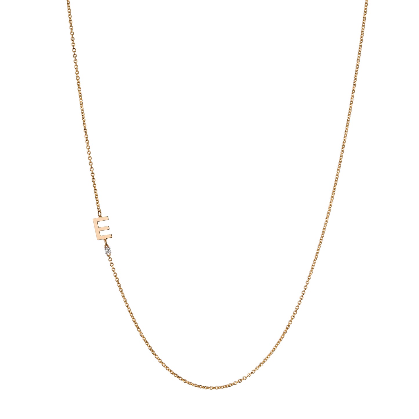 18K Yellow Gold Initial and Diamond Necklace