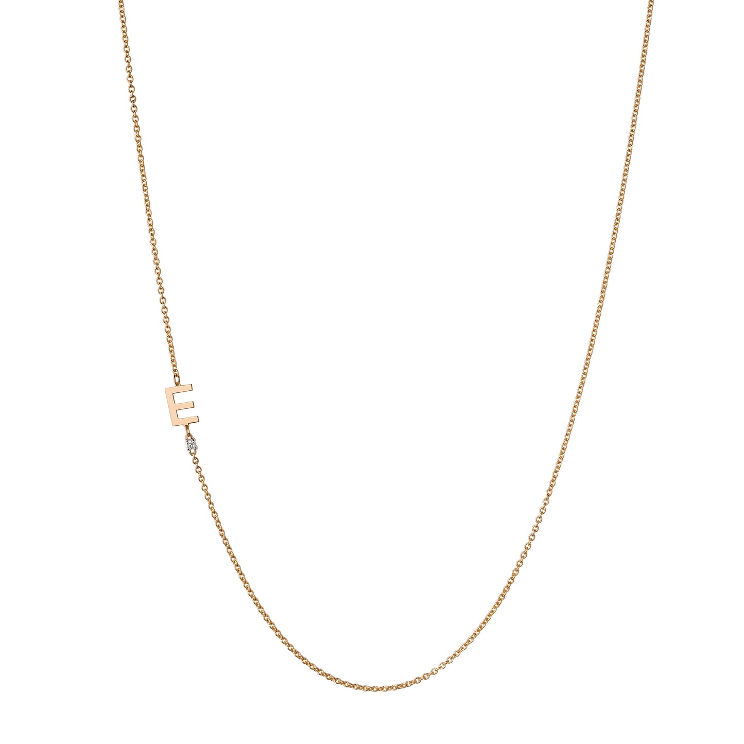 Yellow Gold Initial and Diamond Necklace