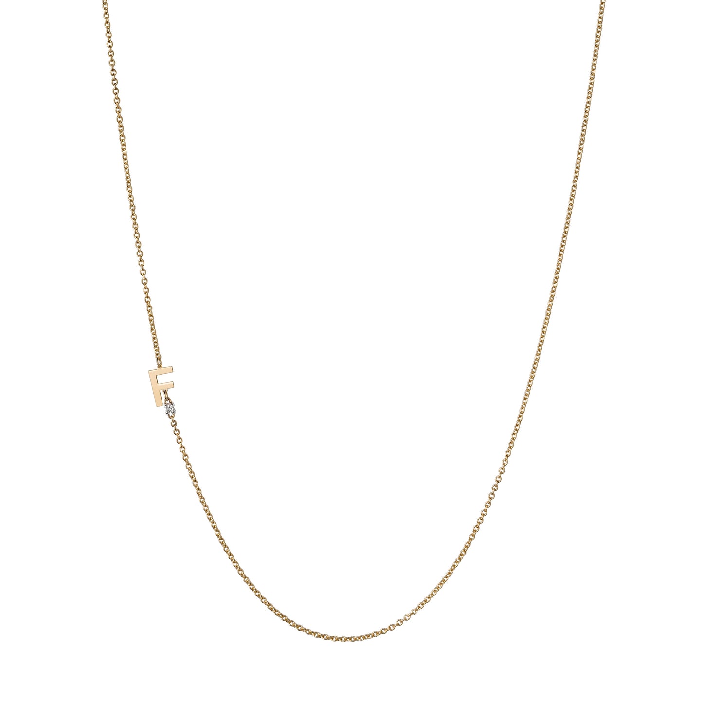18K Yellow Gold Initial and Diamond Necklace