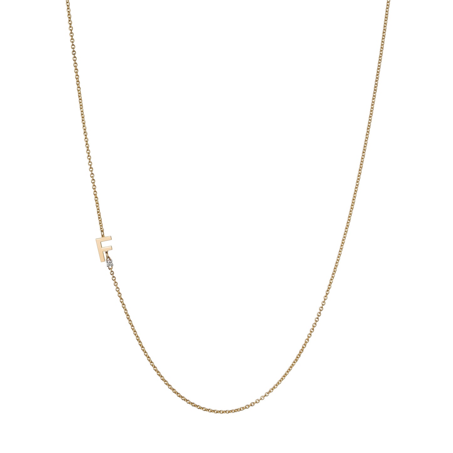 Yellow Gold Initial and Diamond Necklace