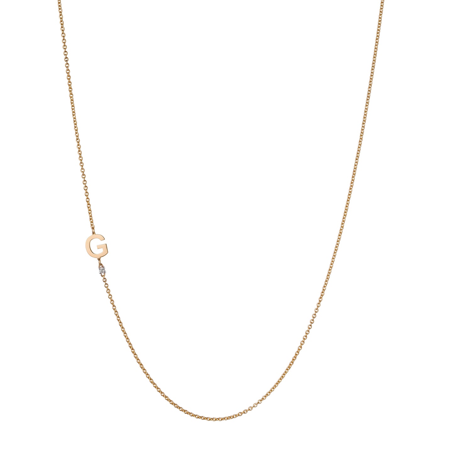 18K Yellow Gold Initial and Diamond Necklace