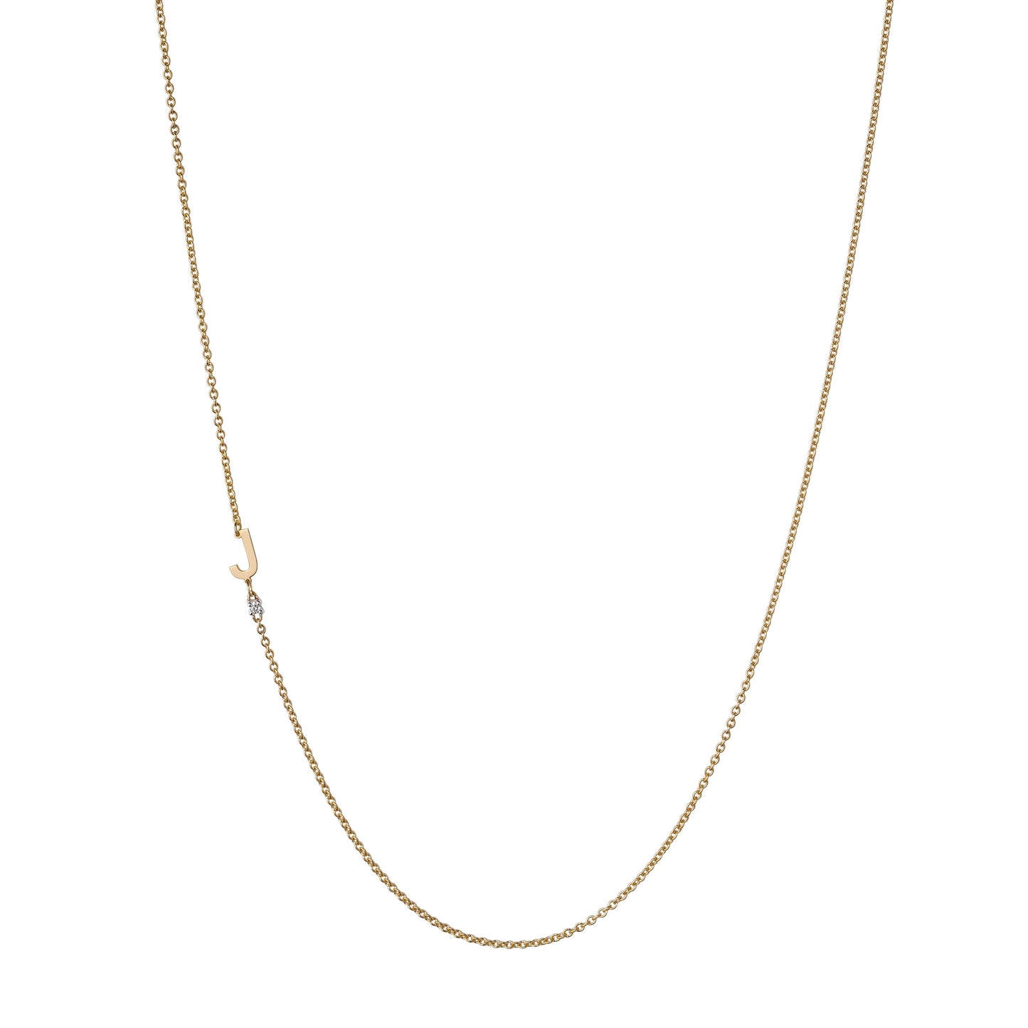 18K Yellow Gold Initial and Diamond Necklace