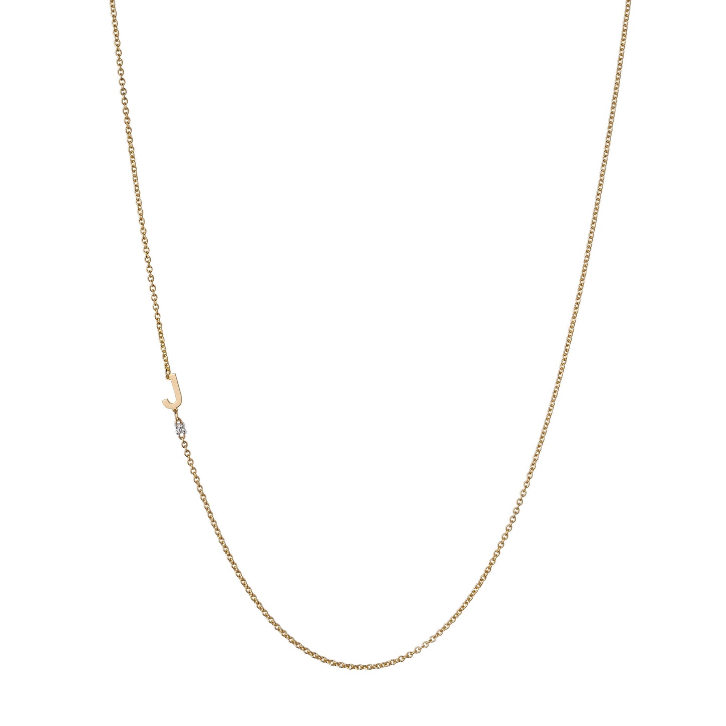 Yellow Gold Initial and Diamond Necklace