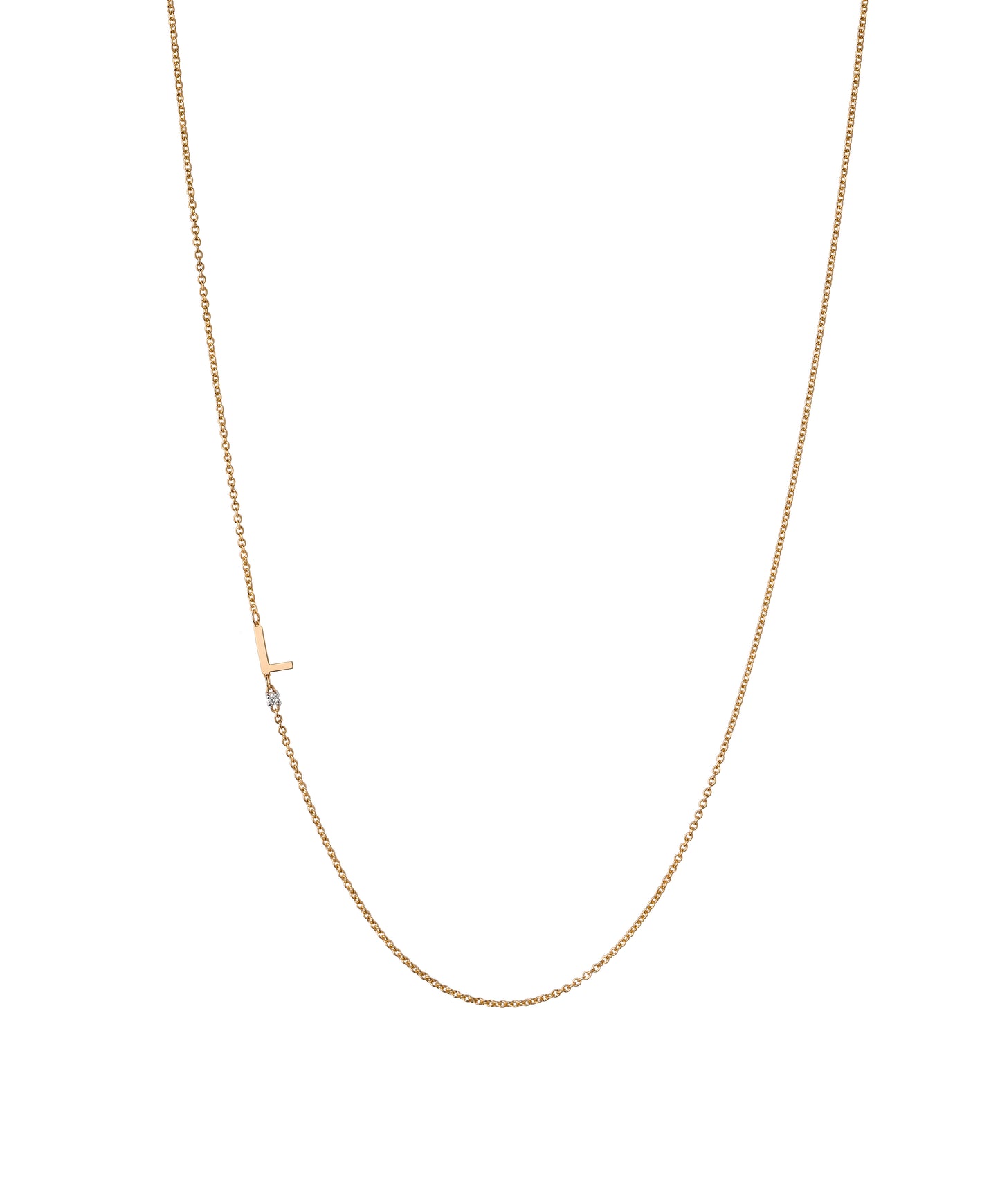 18K Yellow Gold Initial and Diamond Necklace