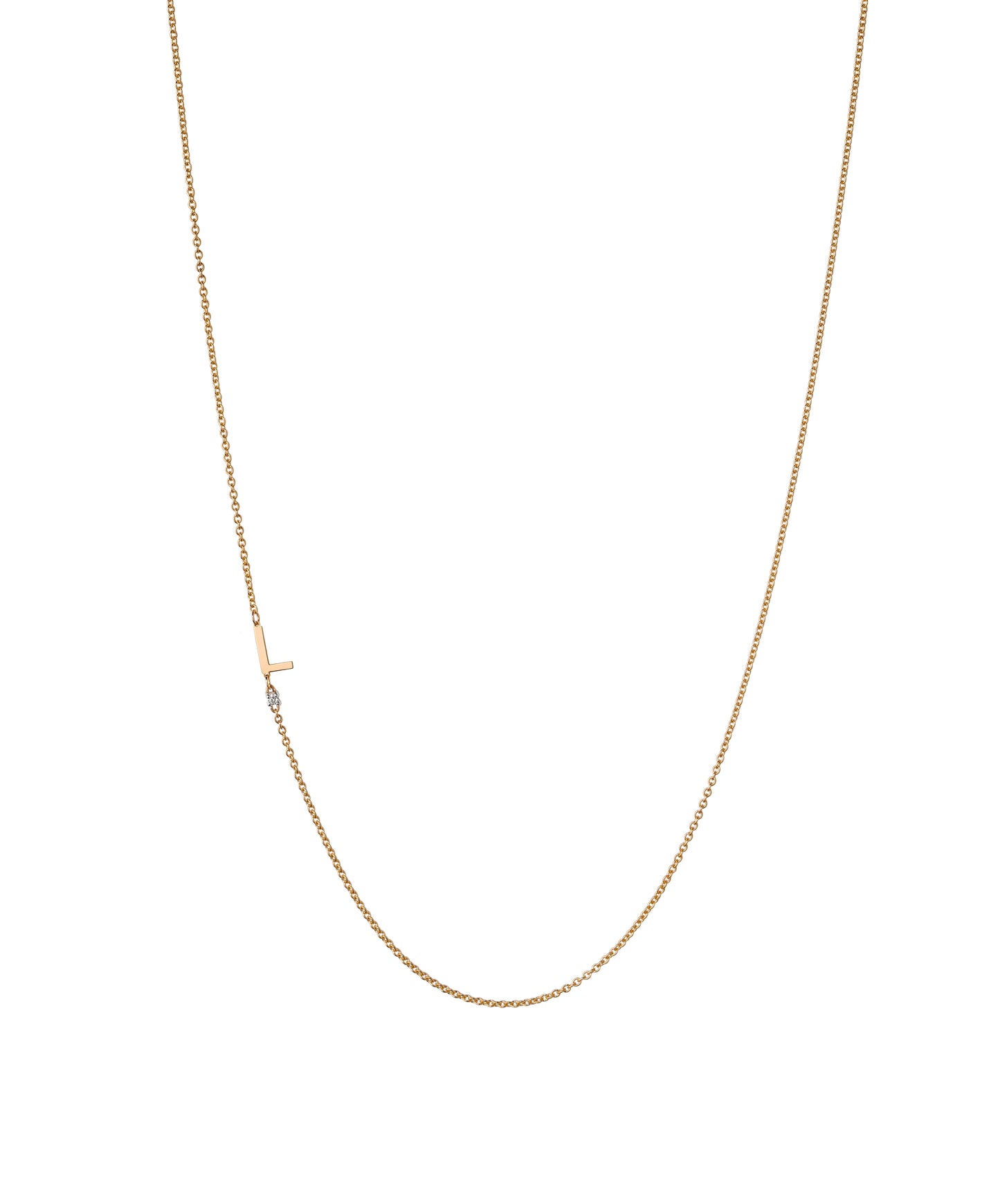 Yellow Gold Initial and Diamond Necklace