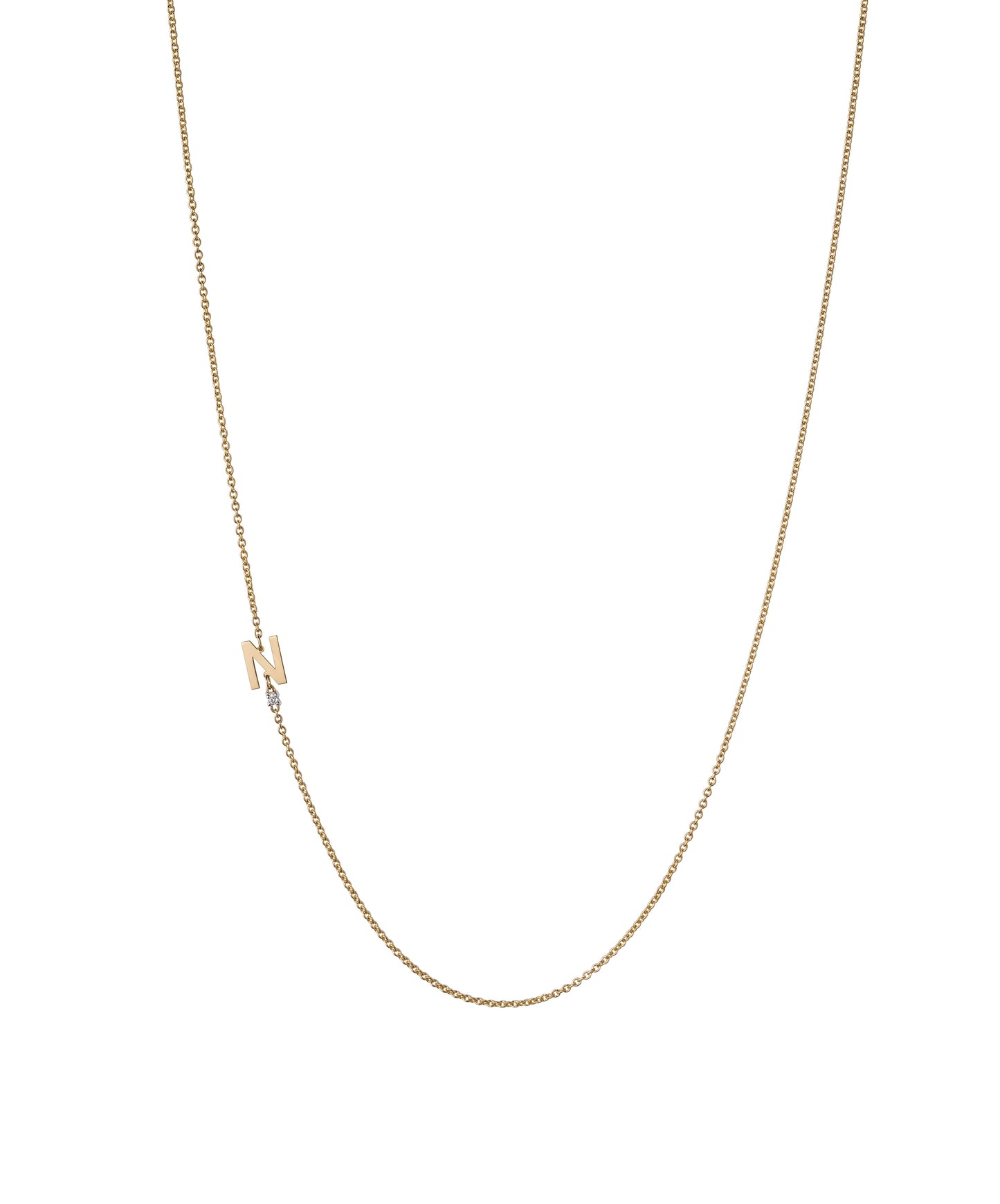 18K Yellow Gold Initial and Diamond Necklace