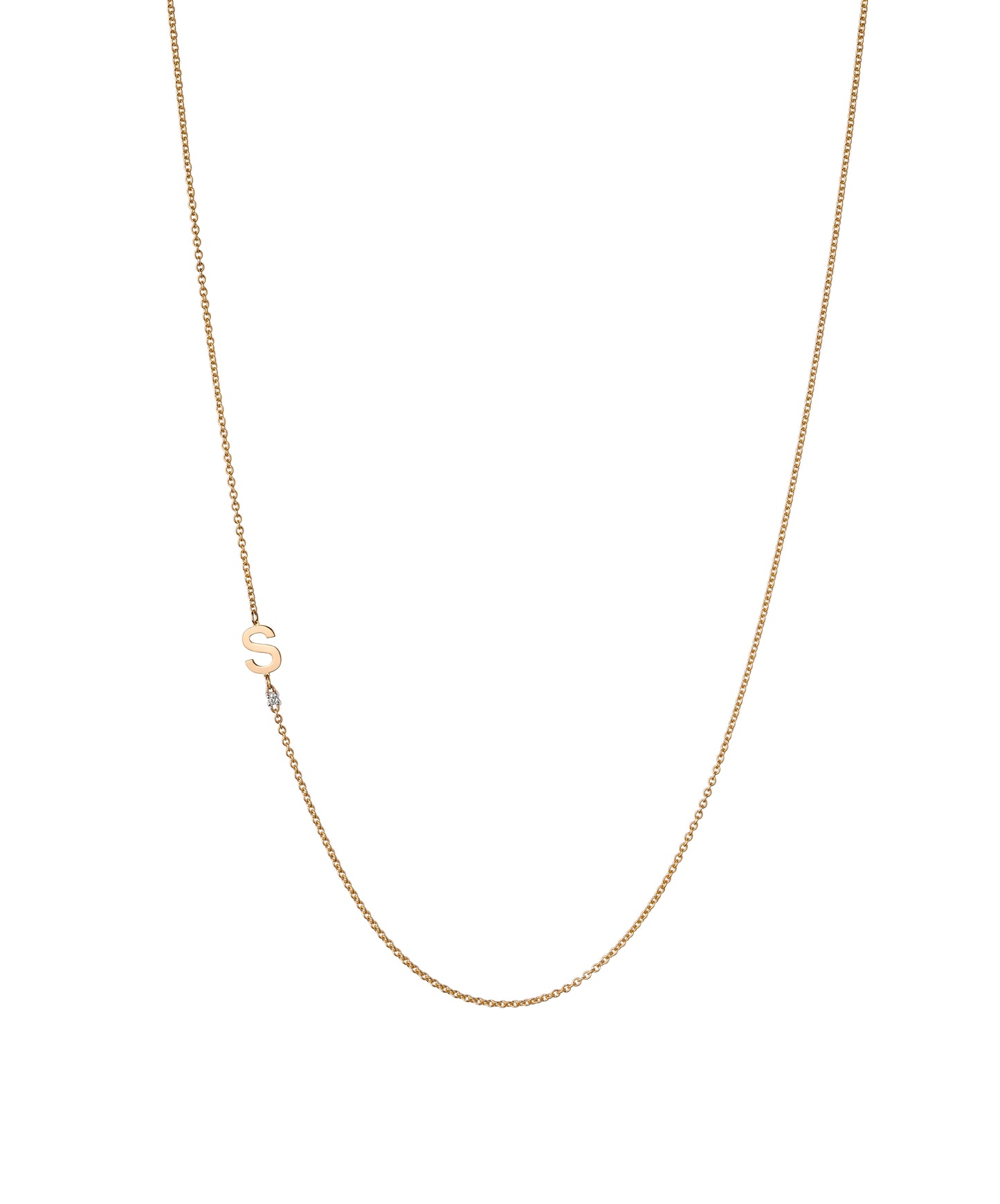 18K Yellow Gold Initial and Diamond Necklace