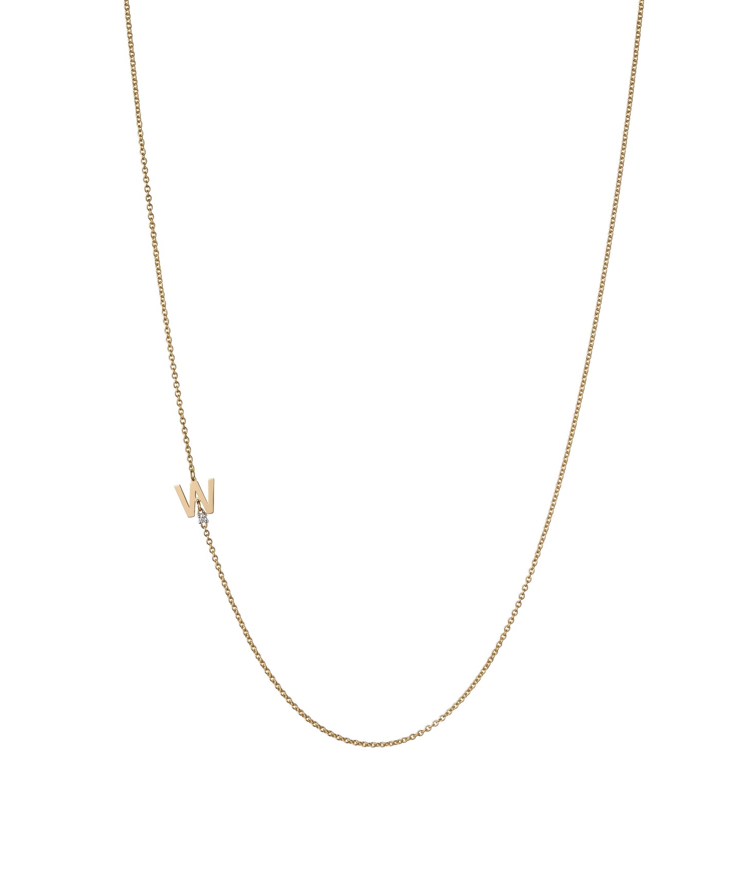 18K Yellow Gold Initial and Diamond Necklace