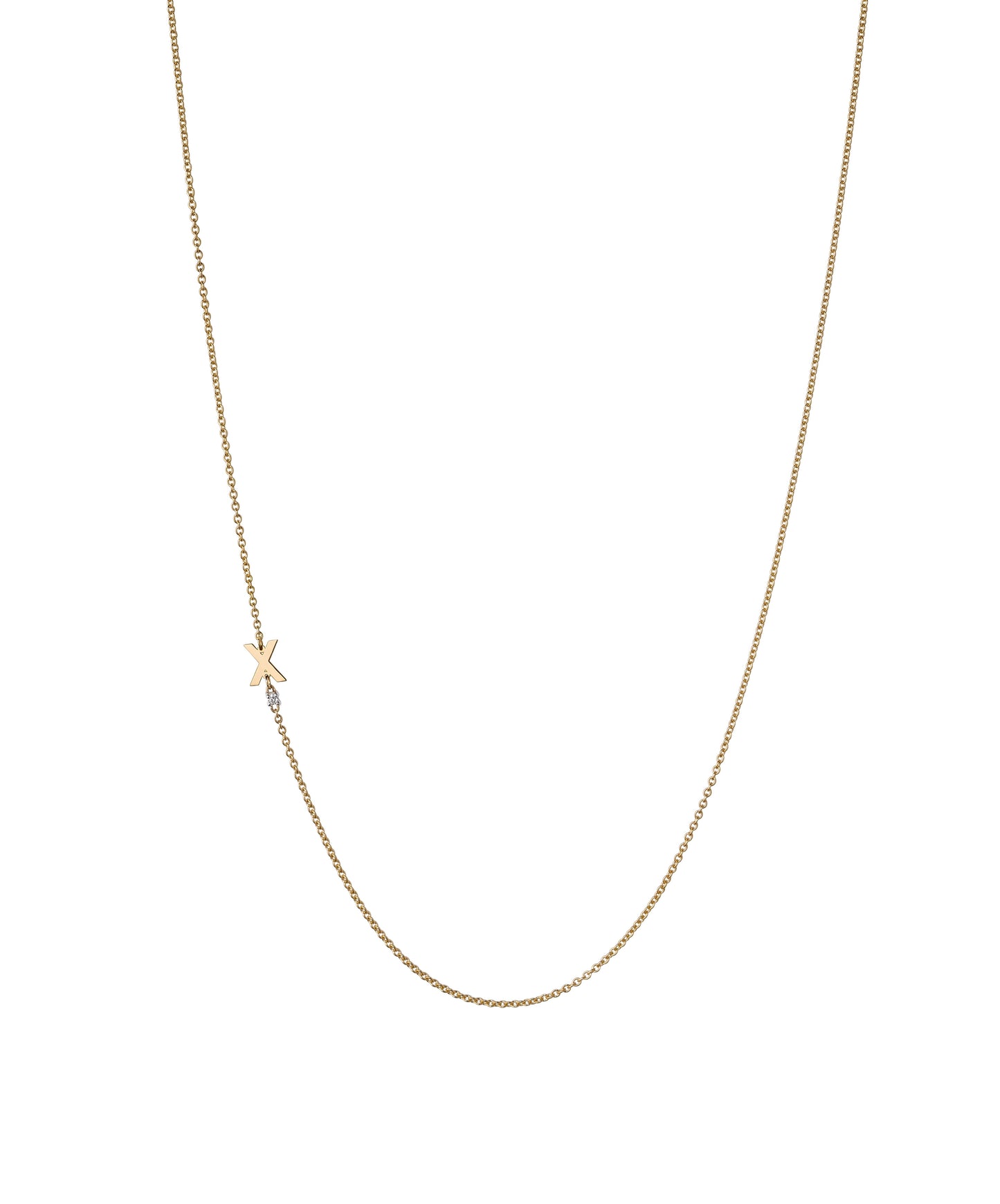 Yellow Gold Initial and Diamond Necklace