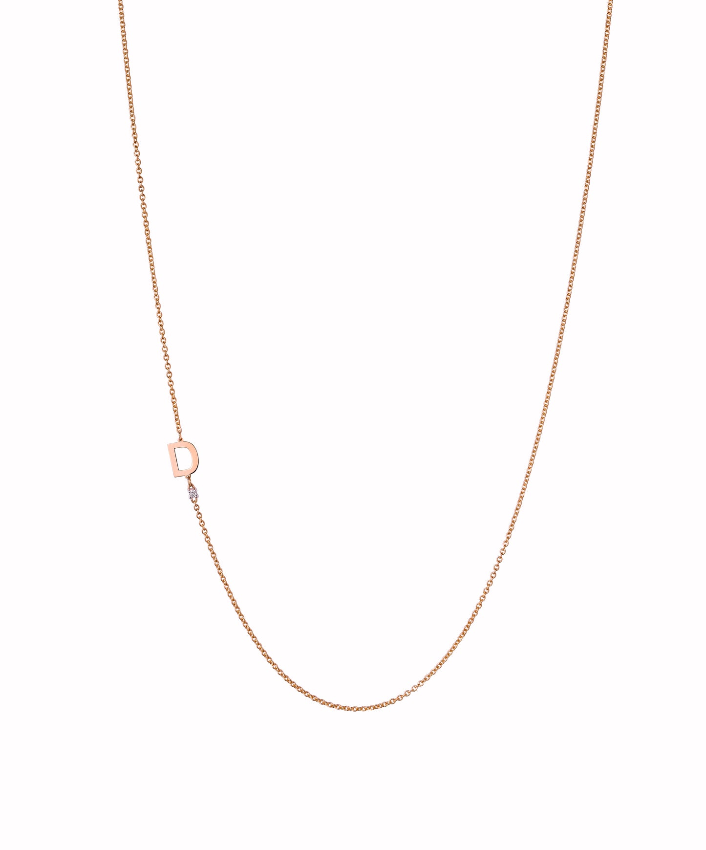 18K Rose Gold Initial and Diamond Necklace