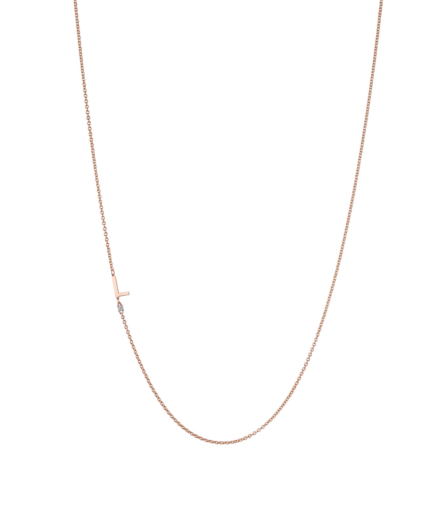 18K Rose Gold Initial and Diamond Necklace