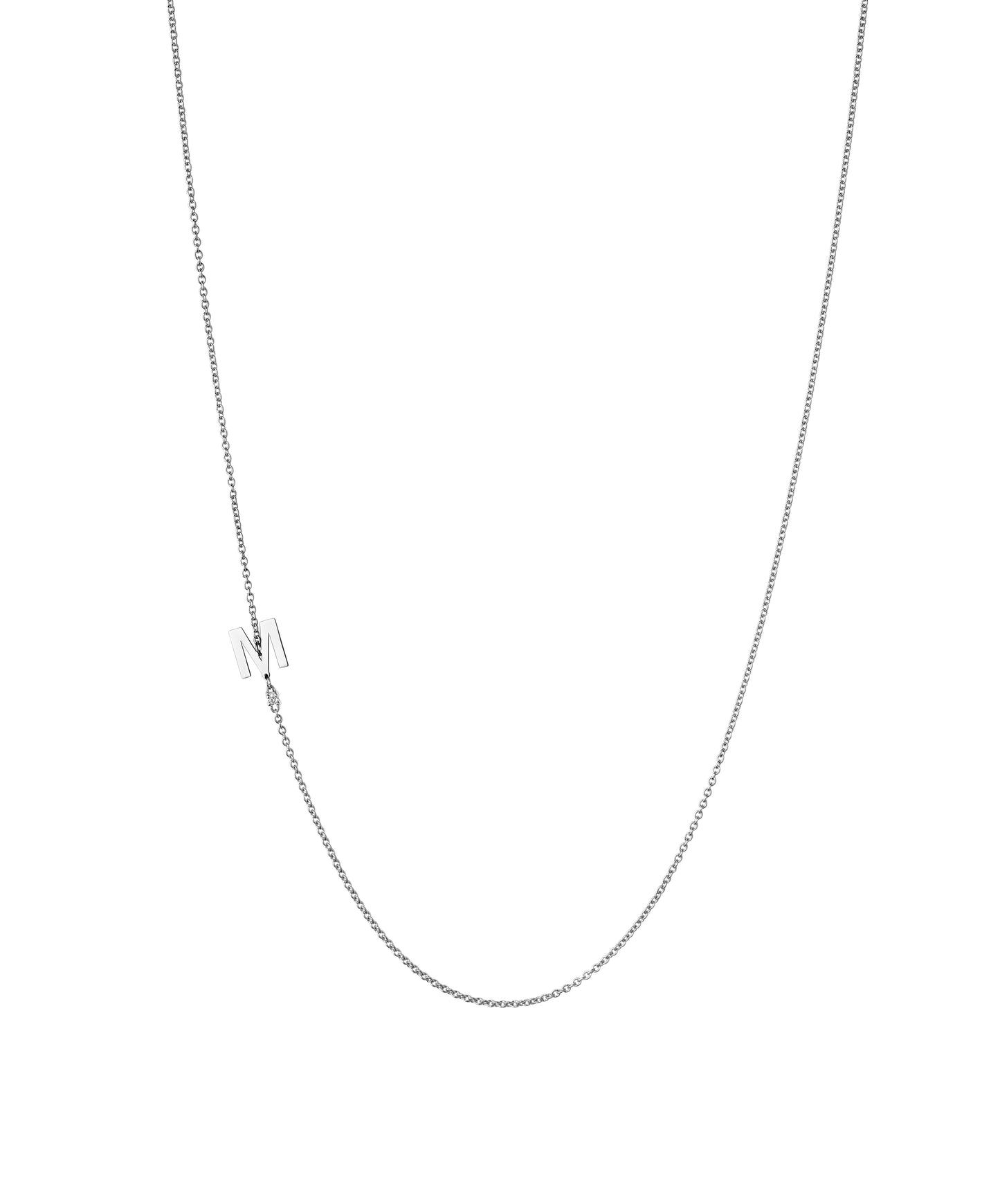 18K White Gold Initial and Diamond Necklace