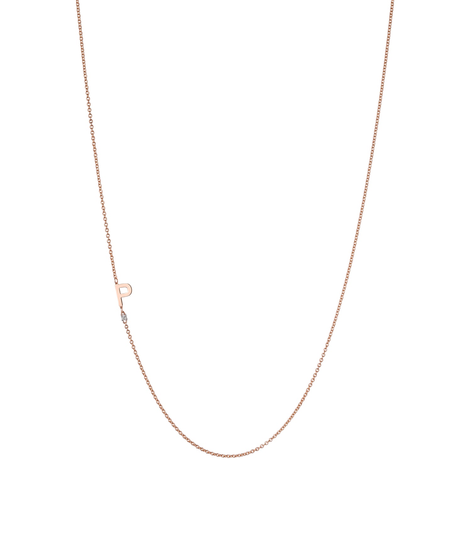 18K Rose Gold Initial and Diamond Necklace