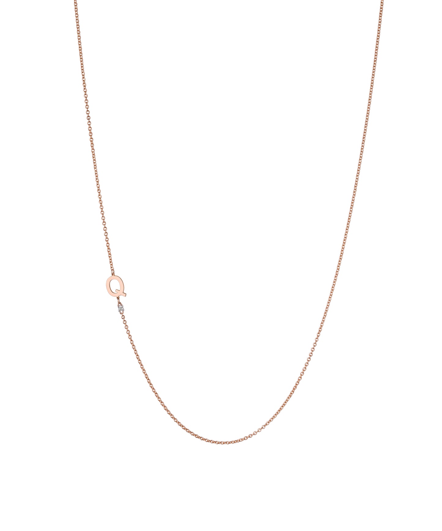 18K Rose Gold Initial and Diamond Necklace