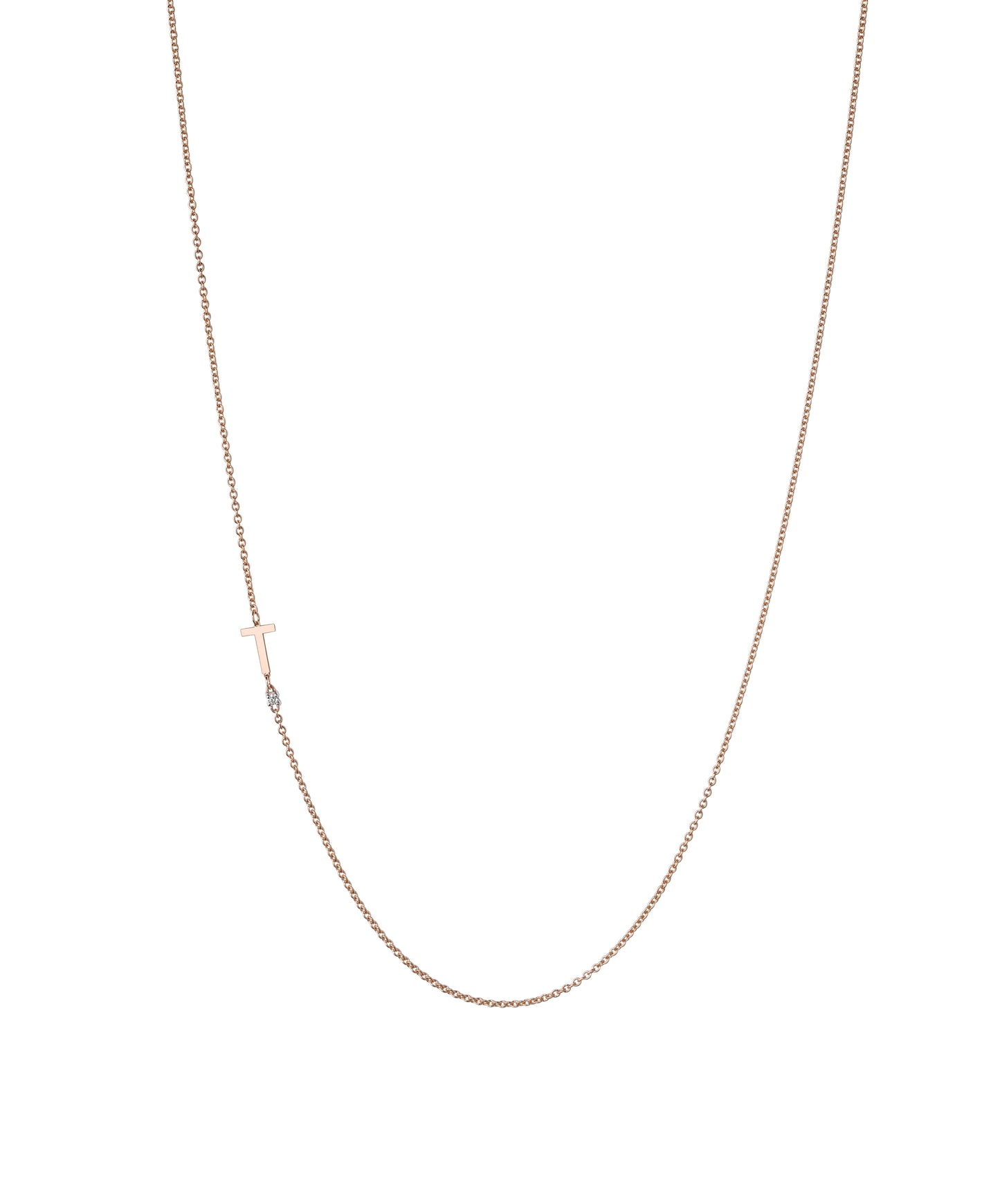 18K Rose Gold Initial and Diamond Necklace