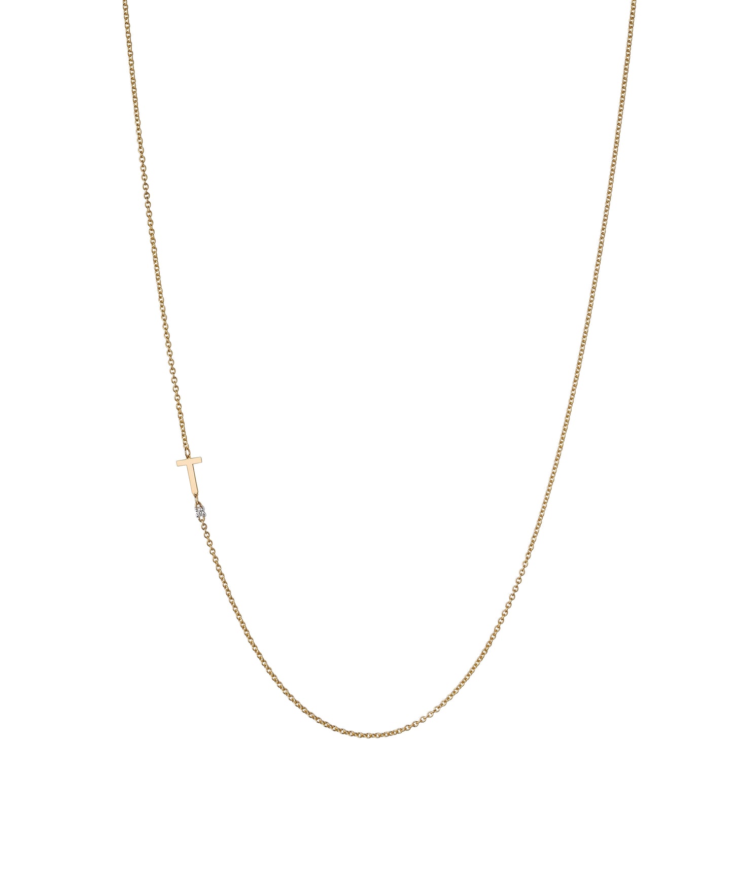 18K Rose Gold Initial and Diamond Necklace