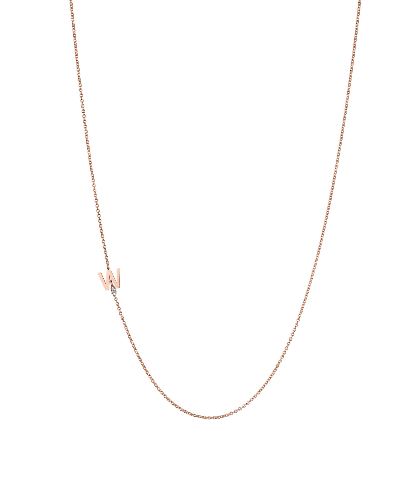 18K Rose Gold Initial and Diamond Necklace