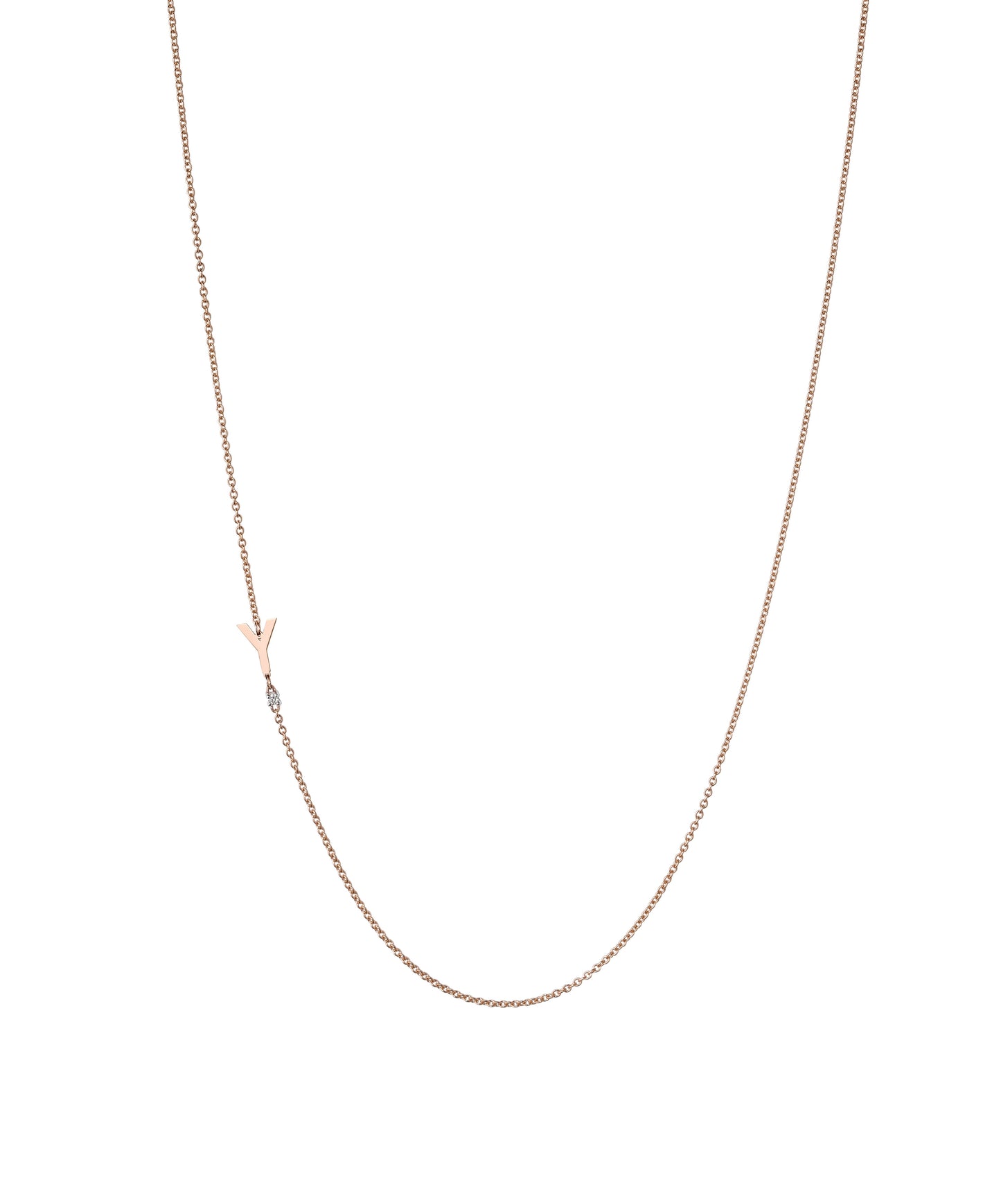 18K Rose Gold Initial and Diamond Necklace