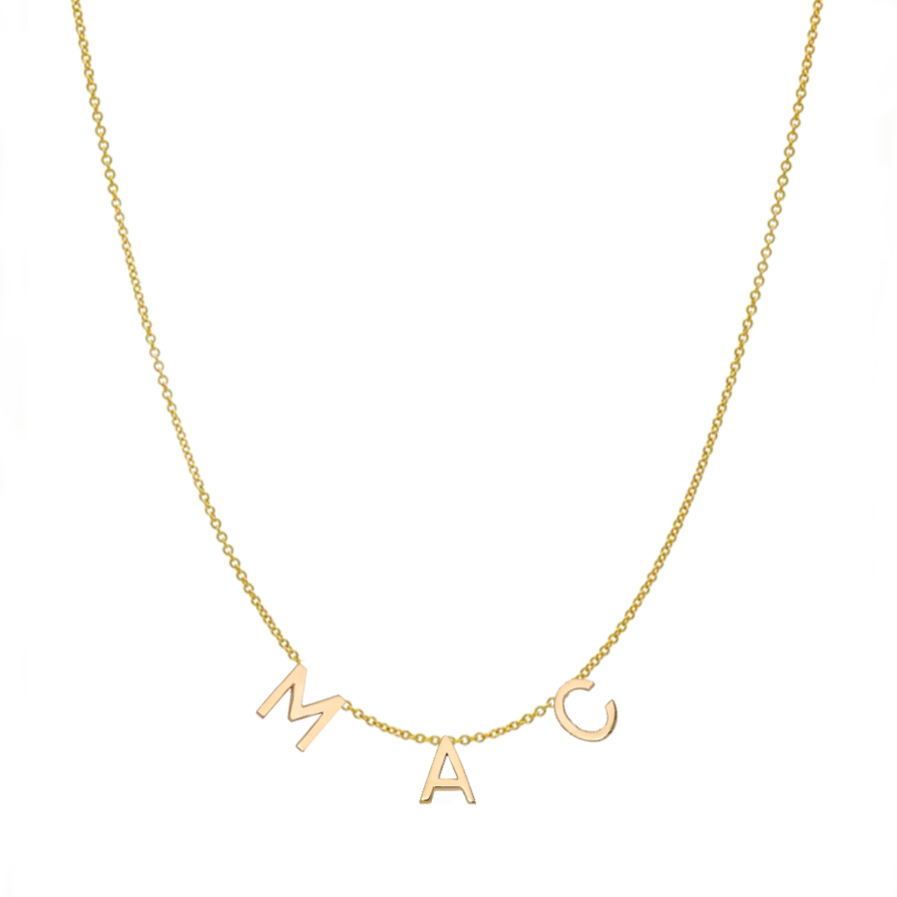Personalized 18K Solid Gold 3 Letters Necklace