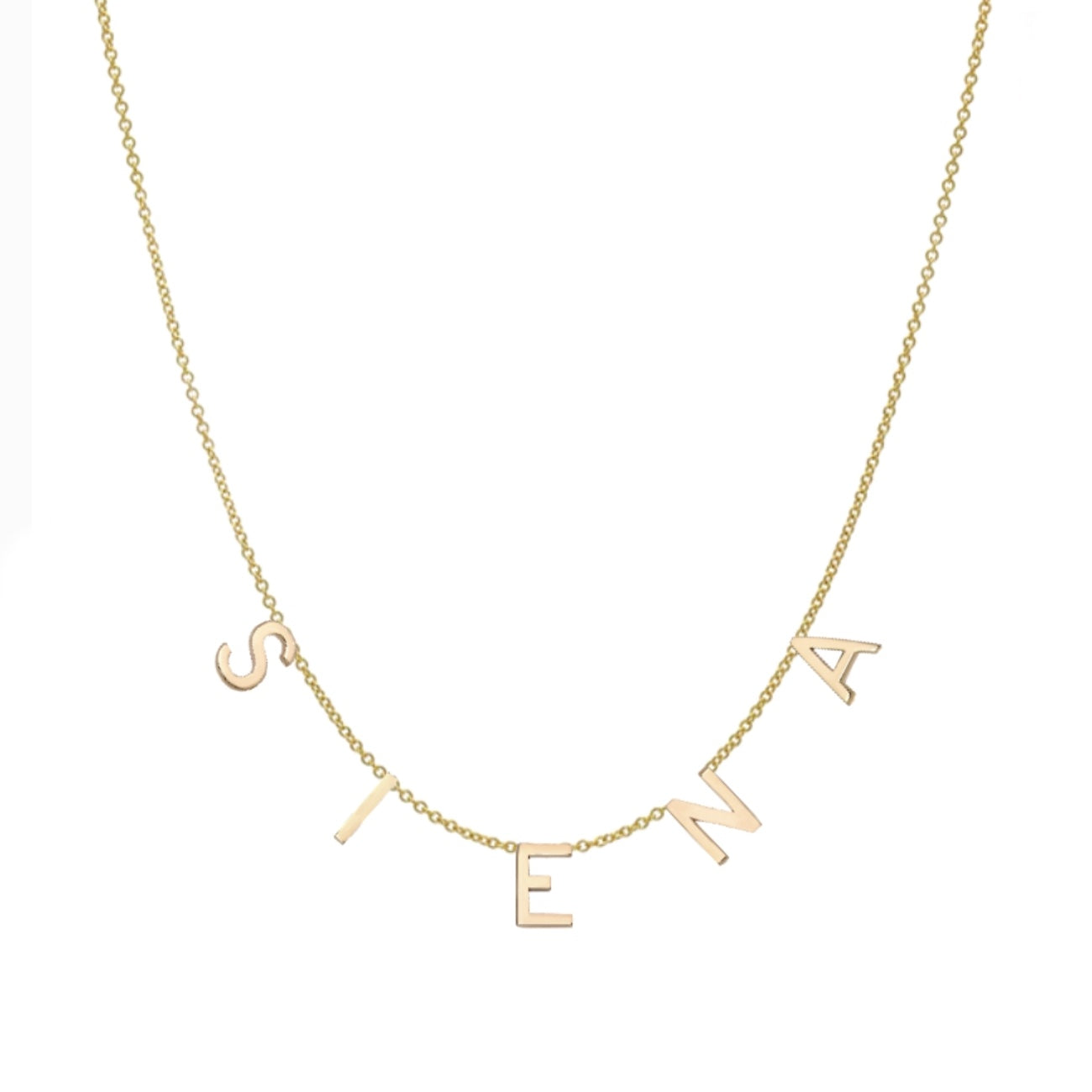 Personalized 18K Solid Gold 5 Letters Necklace