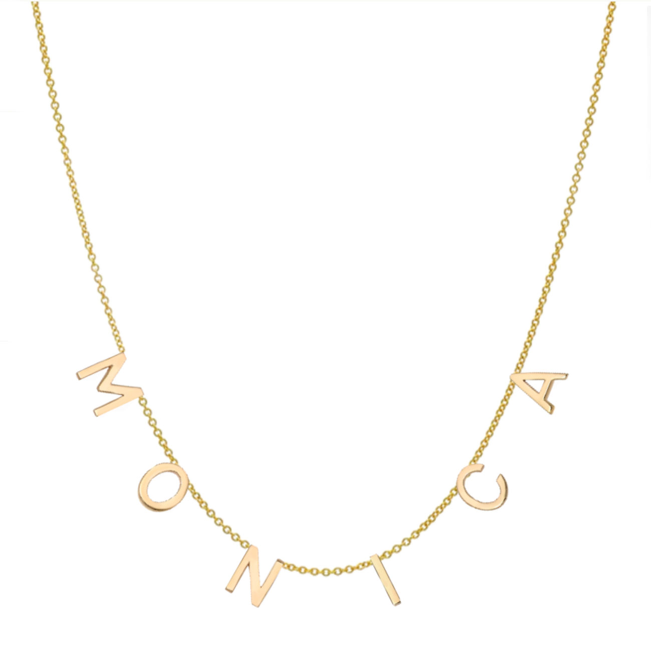 Personalized 18K Solid Gold 6 Letters Necklace