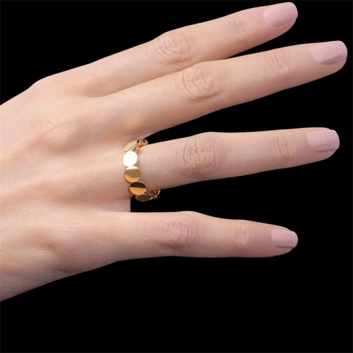 Avi Solid Gold Beaded Stacking Ring